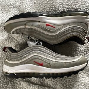 Nike Silver and Red Air Max 97 Golf Shoes